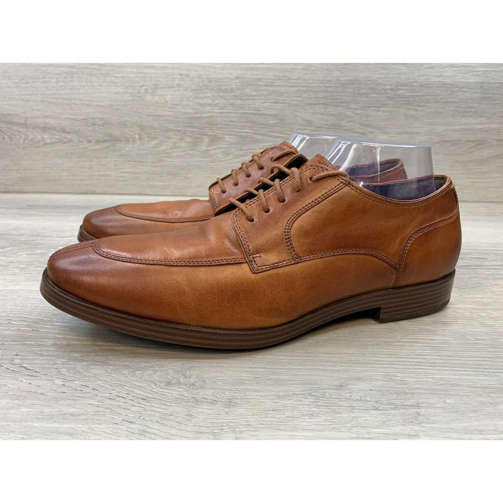 Cole Haan Grand.OS Men's 9.5 M British Tan Leather Apron Split Toe Derby